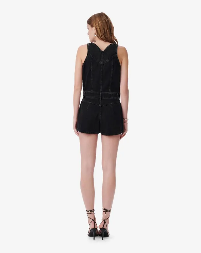 IRO IGINO DENIM ROMPER Black Women Jumpsuits