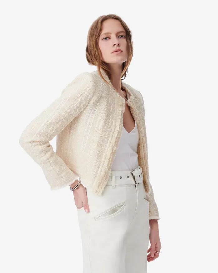 IRO INAS FRINGED TWEED JACKET Black Women Jackets and Coats