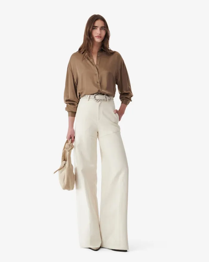 IRO JARILA SILK SHIRT Khaki Women Tops and Shirts