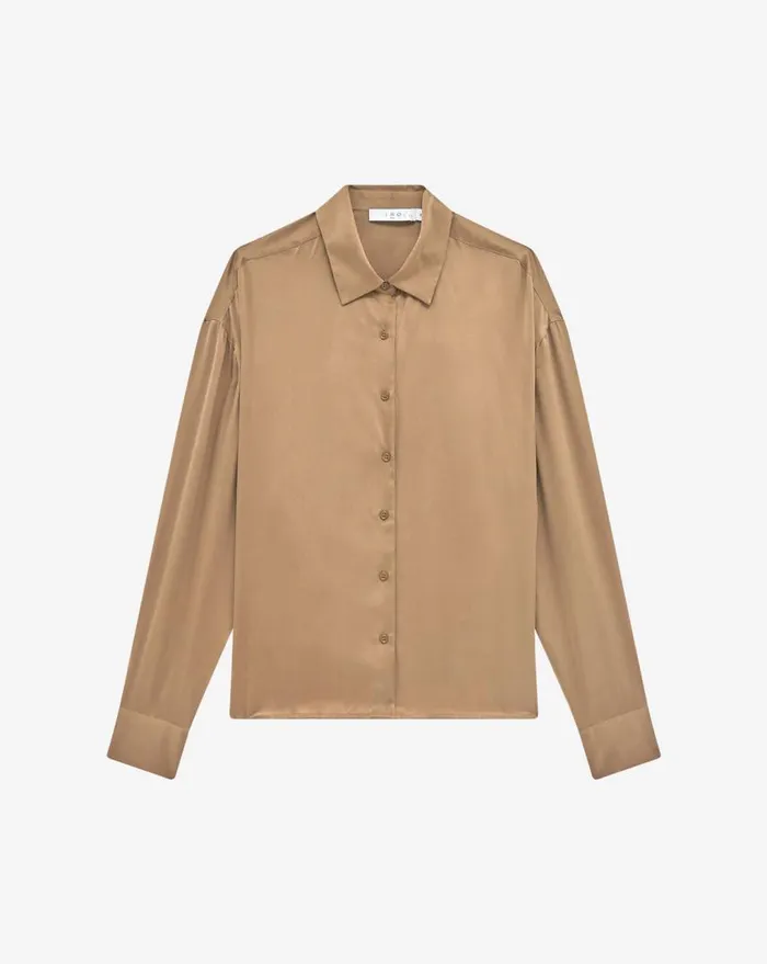 IRO JARILA SILK SHIRT Khaki Women Tops and Shirts