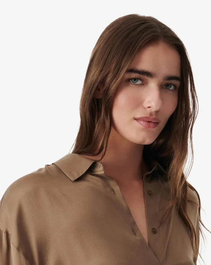 IRO JARILA SILK SHIRT Khaki Women Tops and Shirts
