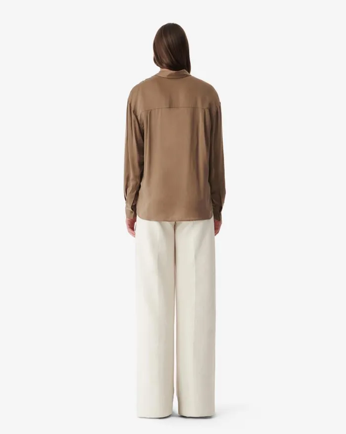 IRO JARILA SILK SHIRT Khaki Women Tops and Shirts