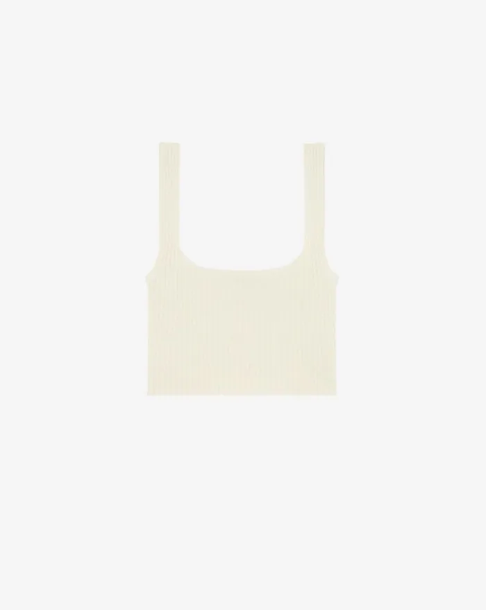 IRO KIWA RIBBED SQUARE NECK TOP Ecru Women Knits