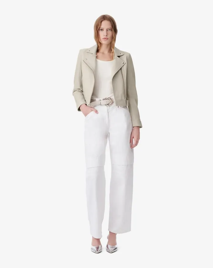 IRO KOLMAR LEATHER JACKET Azur Blue Women Jackets and Coats