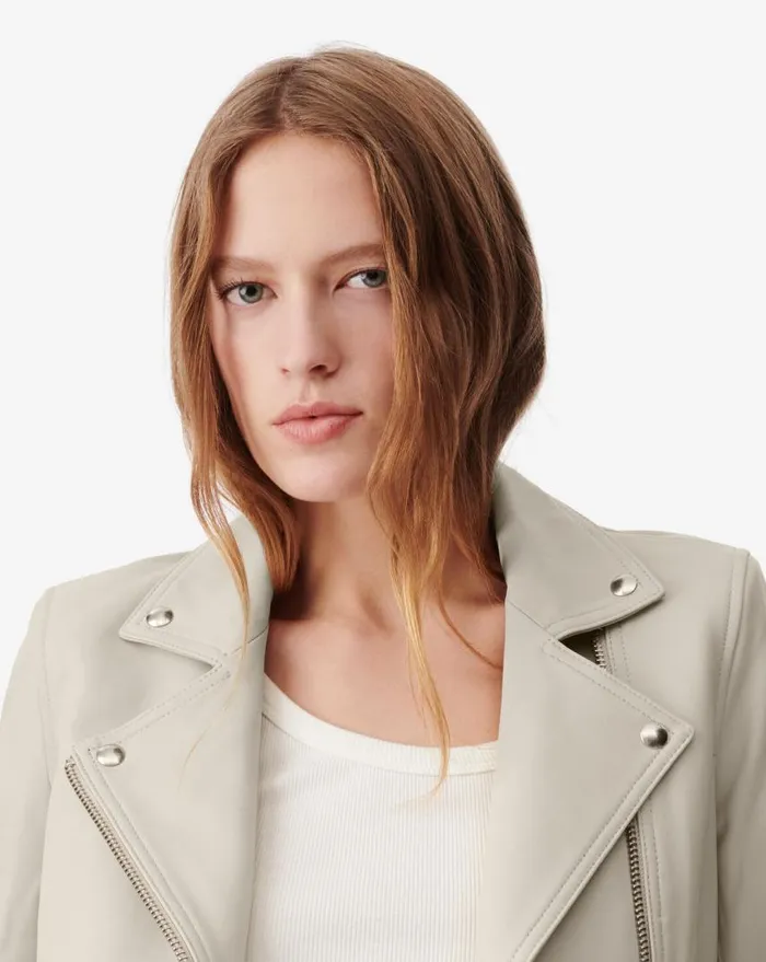 IRO KOLMAR LEATHER JACKET Azur Blue Women Jackets and Coats