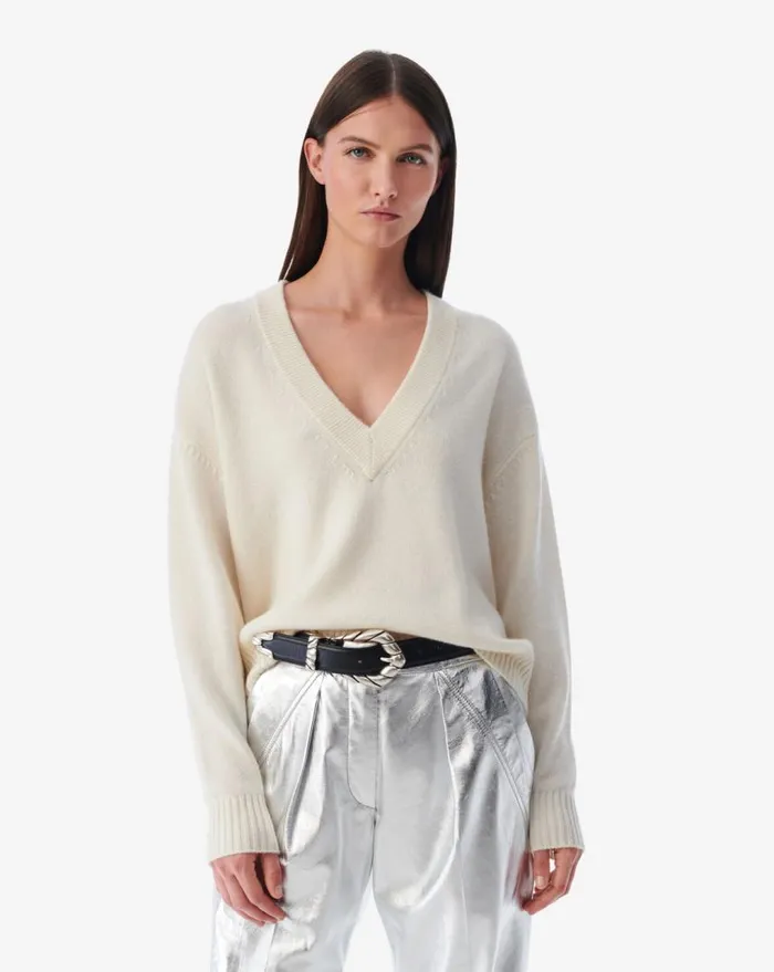 IRO LILWEEN VNECK CASHMERE SWEATER Ecru Women Knits