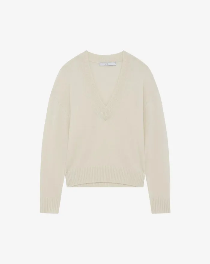 IRO LILWEEN VNECK CASHMERE SWEATER Ecru Women Knits