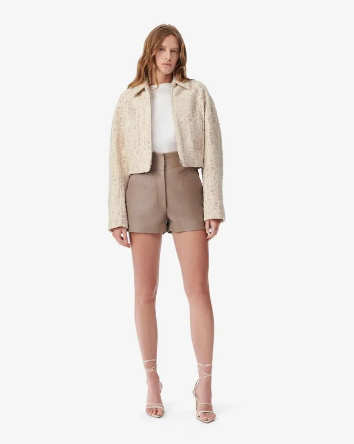 IRO MIKIA LEATHER SHORTS Taupe Women Shorts and Skirts