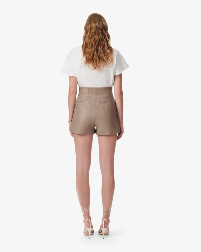 IRO MIKIA LEATHER SHORTS Taupe Women Shorts and Skirts