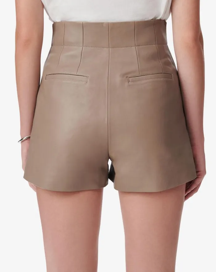 IRO MIKIA LEATHER SHORTS Taupe Women Shorts and Skirts