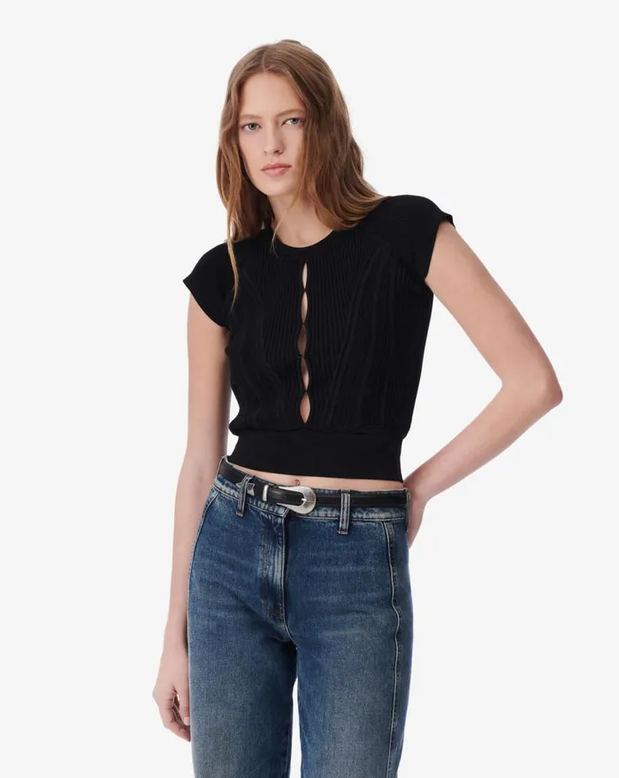 IRO NABI ROUND NECK CUTOUT SWEATER Black Women Knits