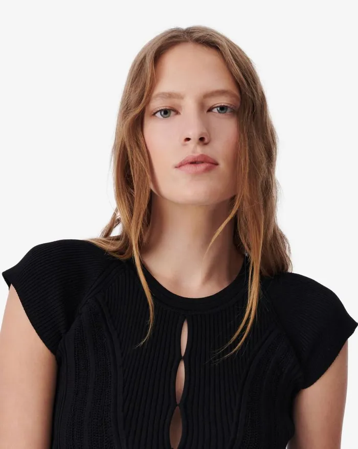 IRO NABI ROUND NECK CUTOUT SWEATER Black Women Knits