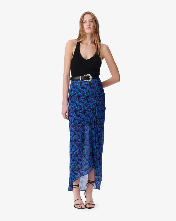 IRO NEPTUNE PRINT MIDI SKIRT Multico Blue Women Shorts and Skirts