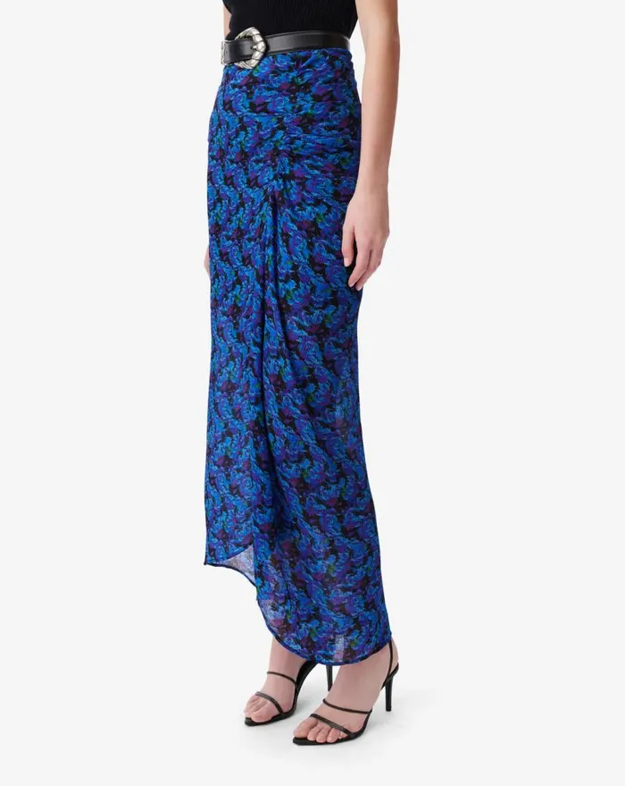 IRO NEPTUNE PRINT MIDI SKIRT Multico Blue Women Shorts and Skirts