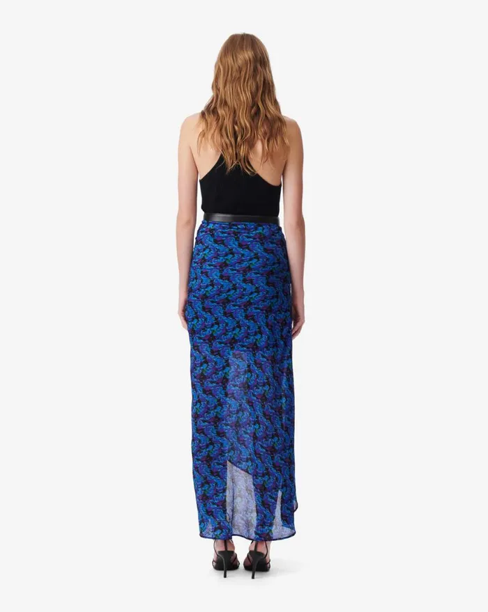 IRO NEPTUNE PRINT MIDI SKIRT Multico Blue Women Shorts and Skirts