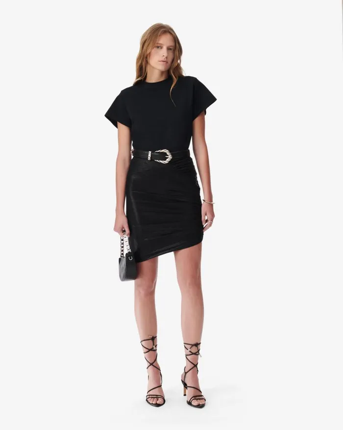 IRO OPHINE LUREX ASYMETRIC SKIRT Black Lurex Women Shorts and Skirts