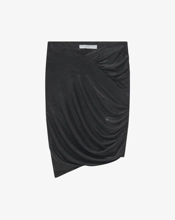 IRO OPHINE LUREX ASYMETRIC SKIRT Black Lurex Women Shorts and Skirts