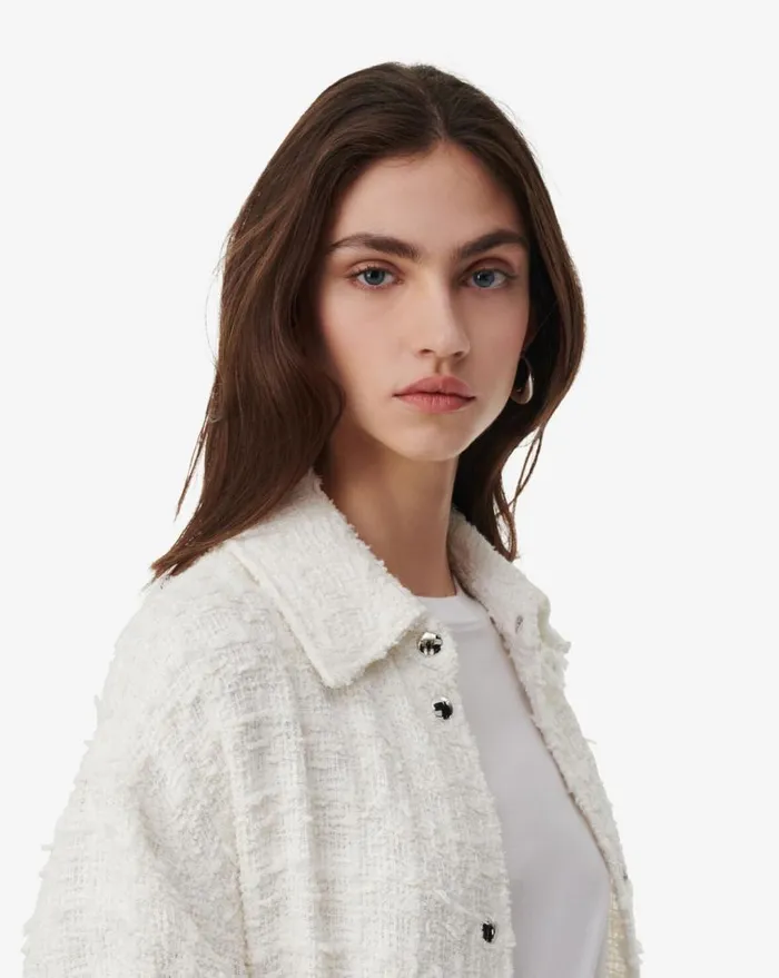 IRO ROBBEY LONG TWEED OVERSHIRT White Women Jackets and Coats