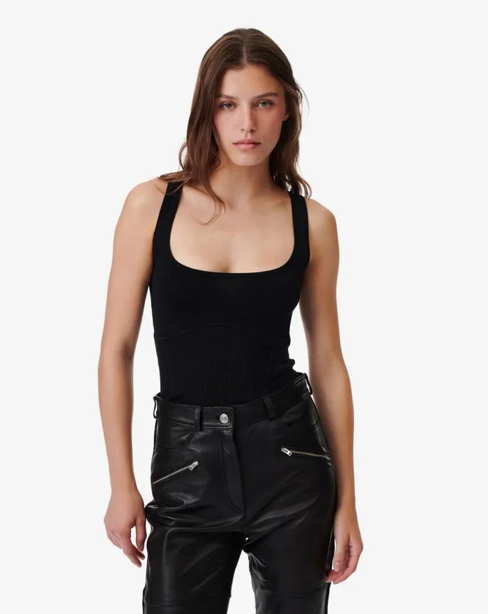IRO SHIMAS SQUARE NECK TANK TOP Black Women Knits