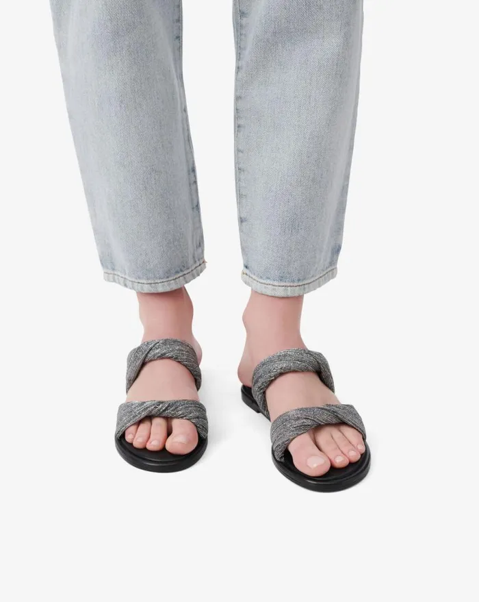 IRO TWIST GLITTER FLAT SANDALS Silverblack Women Sandals