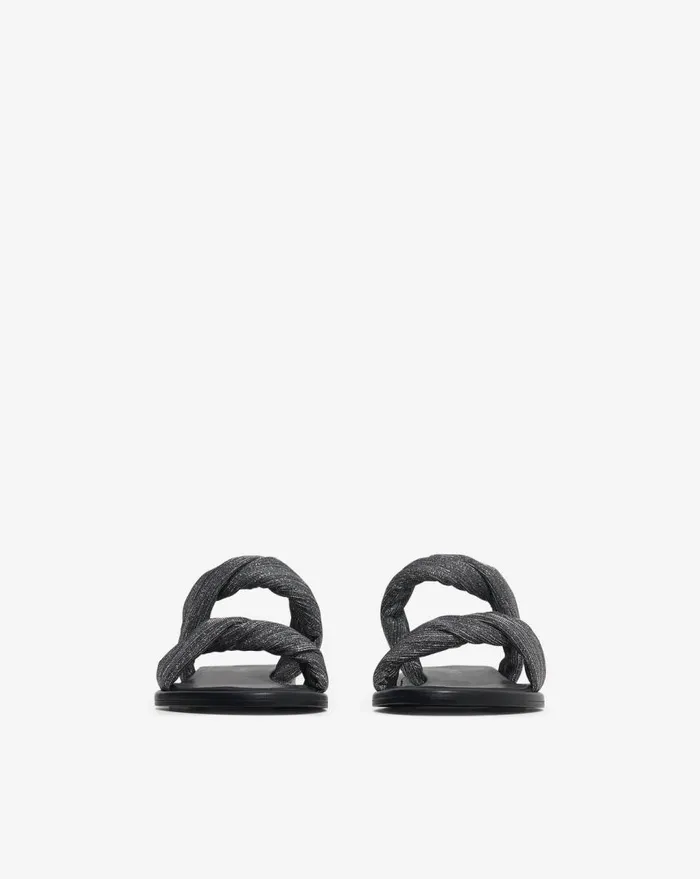 IRO TWIST GLITTER FLAT SANDALS Silverblack Women Sandals