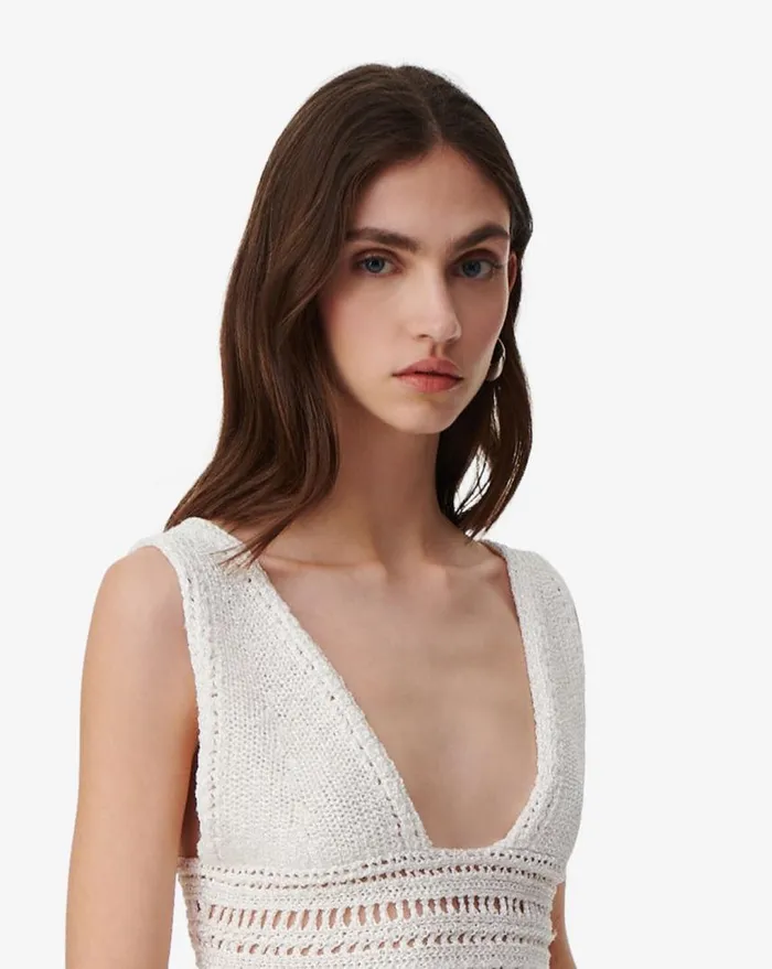 IRO WOLFIE VNECK CROCHET BRALETTE Ecru Women Knits