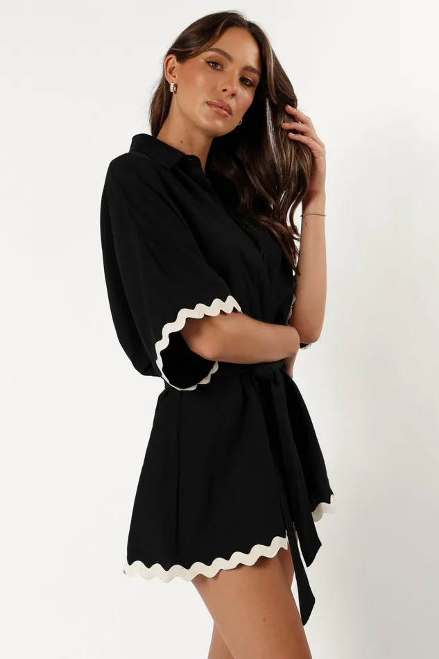 Isabella Romper Black Women Jumpsuits and Rompers Petal and Pup