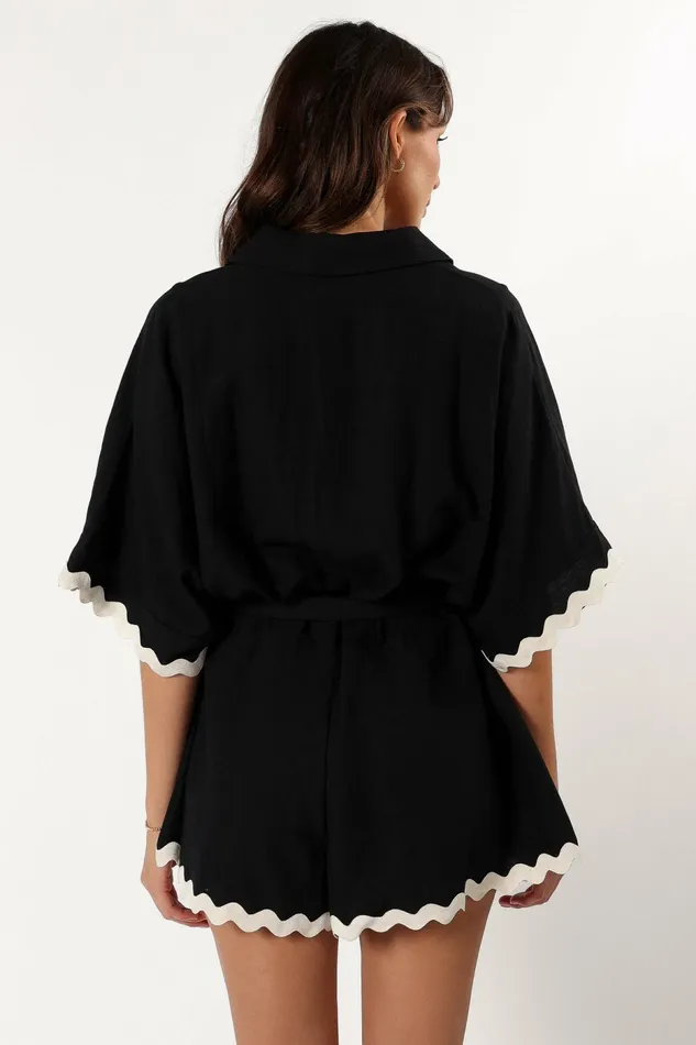 Isabella Romper Black Women Jumpsuits and Rompers Petal and Pup