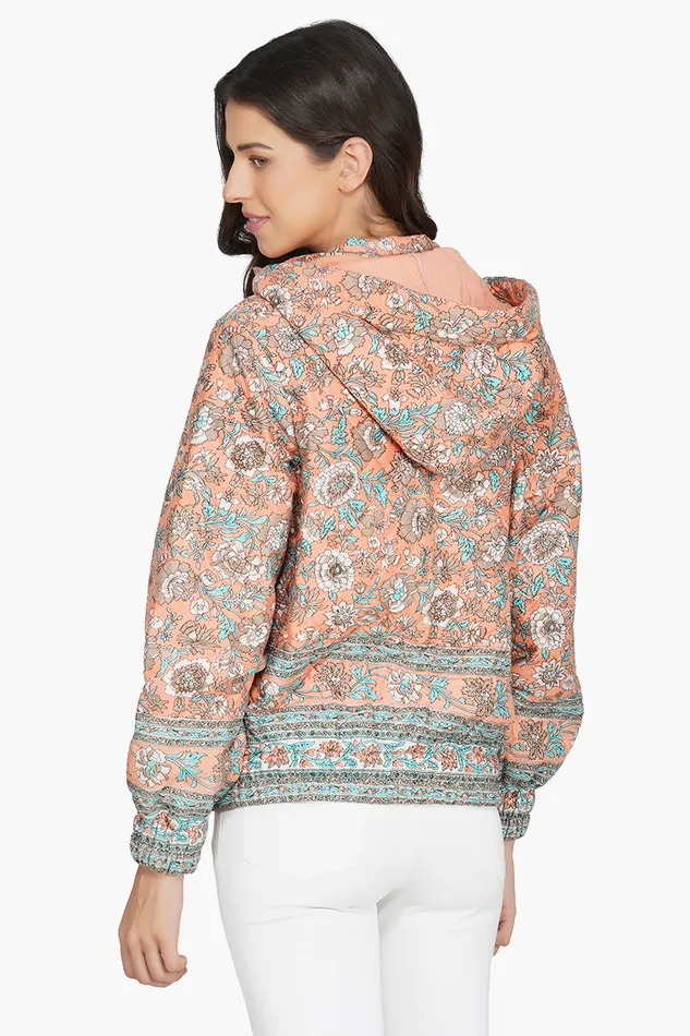 Jackets America and Beyond Women Georgia Peach Floral Bomber Jacket Jackets America and Beyond Women Georgia Peach Floral Bomber Jacket