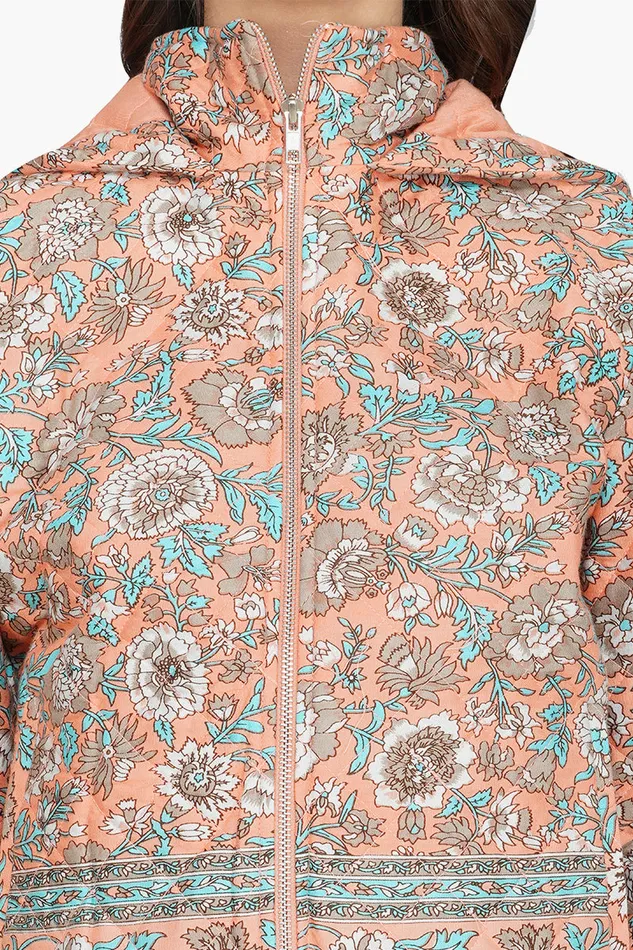 Jackets America and Beyond Women Georgia Peach Floral Bomber Jacket Jackets America and Beyond Women Georgia Peach Floral Bomber Jacket