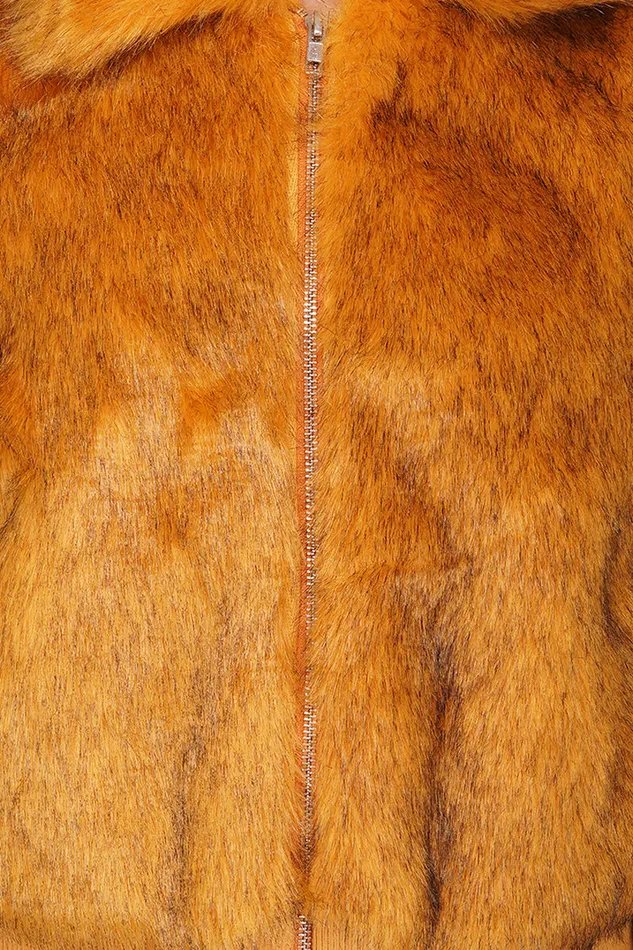 Jackets America and Beyond Women Golden Fox Faux Fur Bomber Jacket