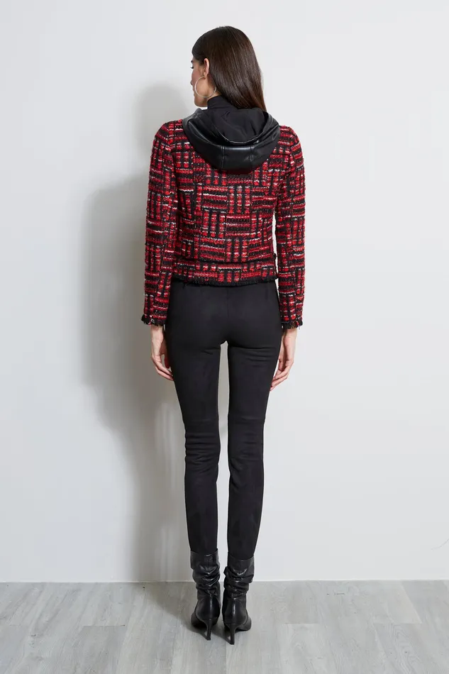 Jackets and Blazers Women Elie Tahari Hooded Tweed Jacket RED MULTI
