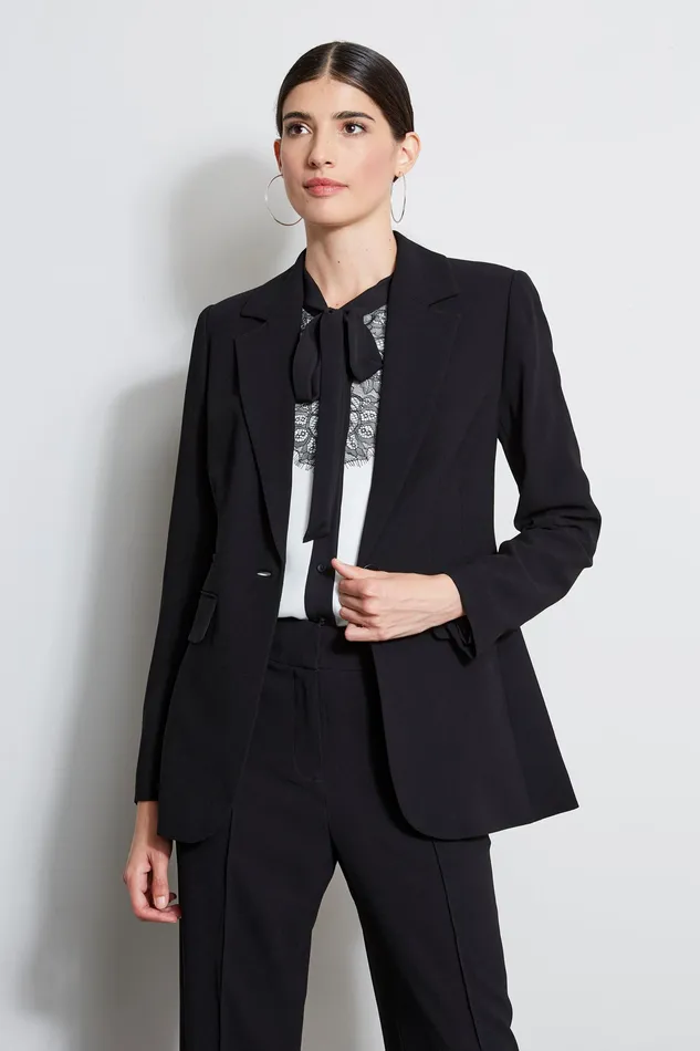 Jackets and Blazers Women Elie Tahari Single Button Crepe Blazer BLACK