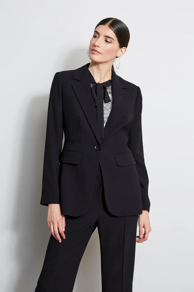 Jackets and Blazers Women Elie Tahari Single Button Crepe Blazer BLACK