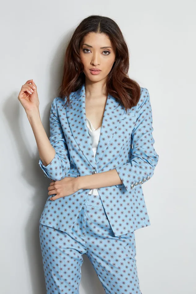 Jackets and Blazers Women Elie Tahari Sun Print Single Button Blazer SUN BLUE PRINT