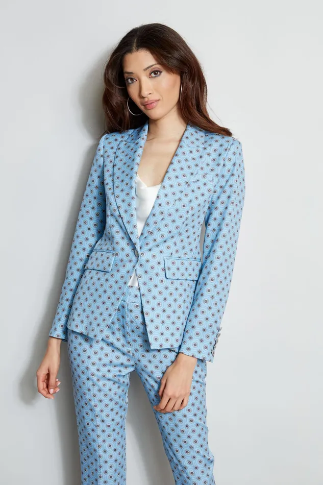 Jackets and Blazers Women Elie Tahari Sun Print Single Button Blazer SUN BLUE PRINT