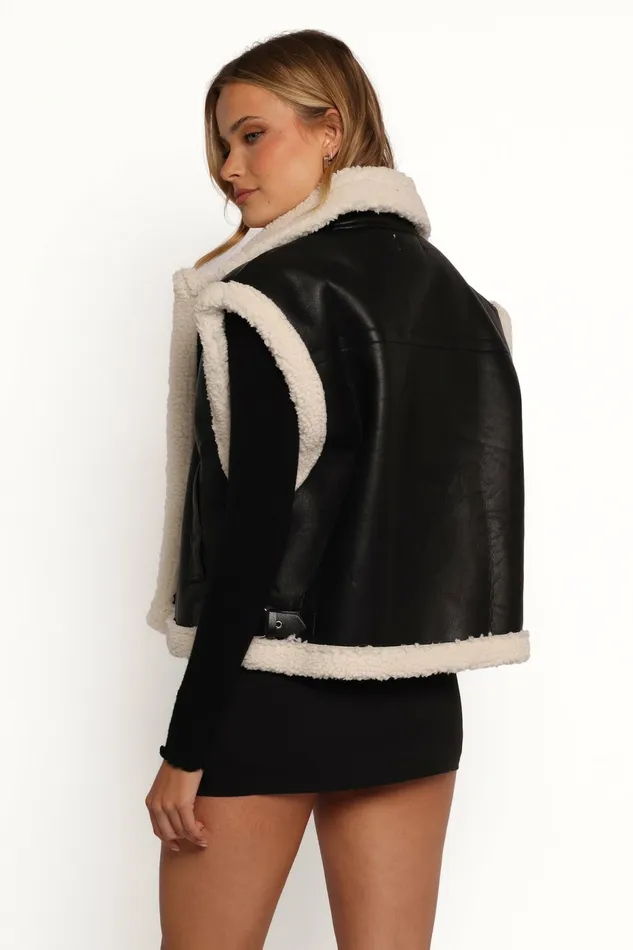 Jackets and Coats Kayden Faux Shearling Lined Vest Black 8211 Petal and Pup Women