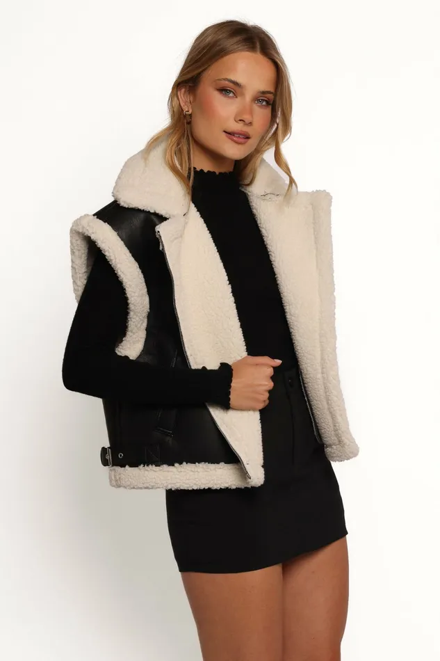 Jackets and Coats Kayden Faux Shearling Lined Vest Black 8211 Petal and Pup Women