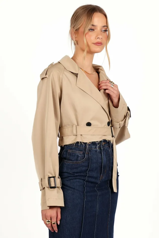 Jackets and Coats Petal and Pup Women Izzi Crop Trench Jacket Tan