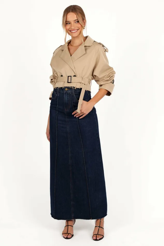 Jackets and Coats Petal and Pup Women Izzi Crop Trench Jacket Tan