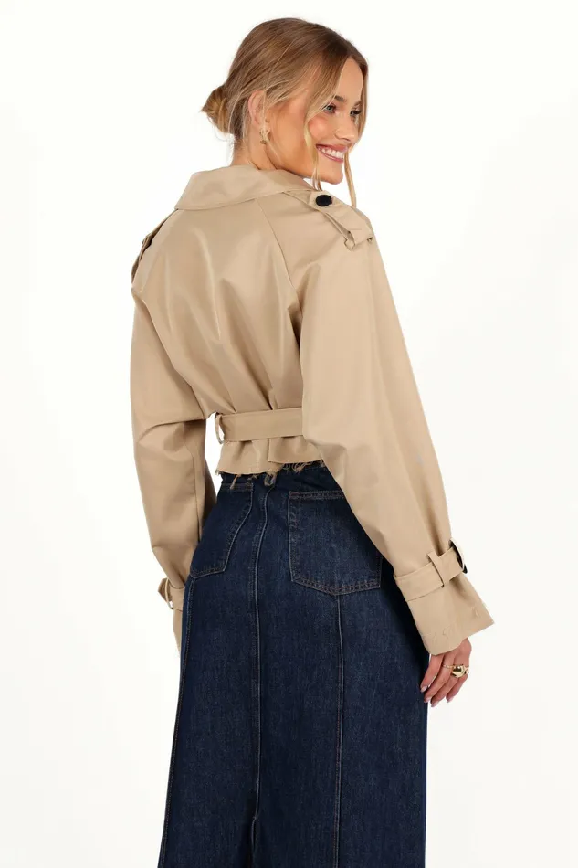 Jackets and Coats Petal and Pup Women Izzi Crop Trench Jacket Tan