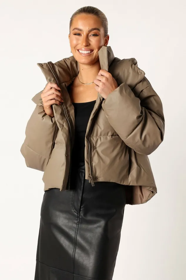 Jackets and Coats Women Tania Puffer Jacket Mocha Petal and Pup