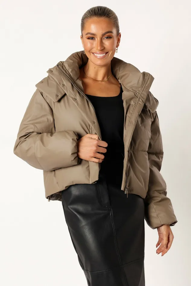 Jackets and Coats Women Tania Puffer Jacket Mocha Petal and Pup