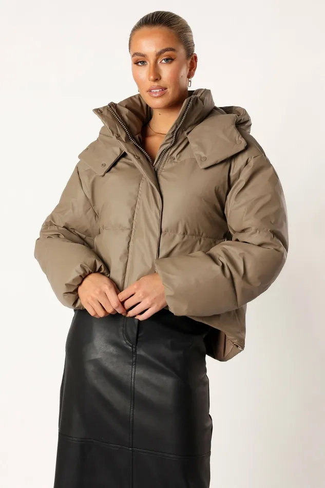 Jackets and Coats Women Tania Puffer Jacket Mocha Petal and Pup