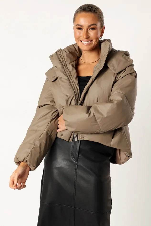 Jackets and Coats Women Tania Puffer Jacket Mocha Petal and Pup