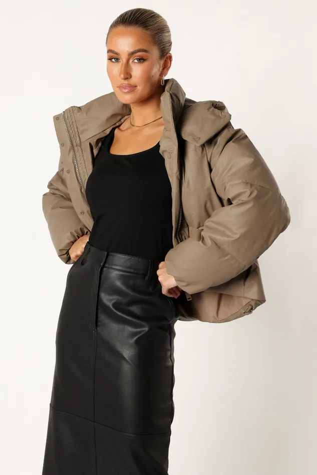 Jackets and Coats Women Tania Puffer Jacket Mocha Petal and Pup