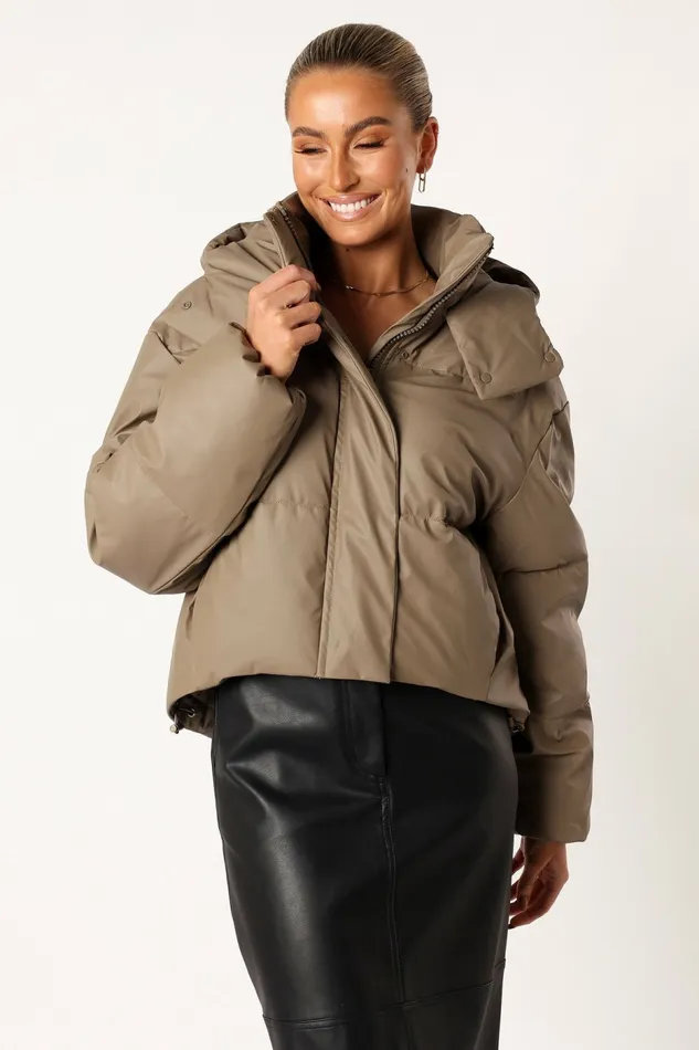 Jackets and Coats Women Tania Puffer Jacket Mocha Petal and Pup