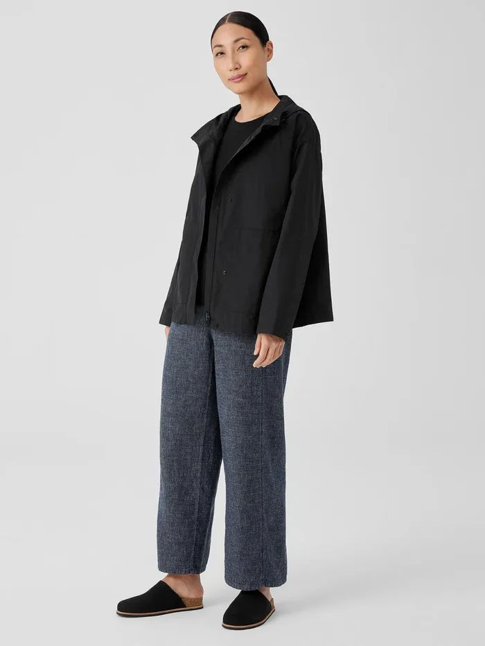 Jackets Coats and Vests Women Eileen Fisher Light Cotton Nylon Hooded Jacket Black