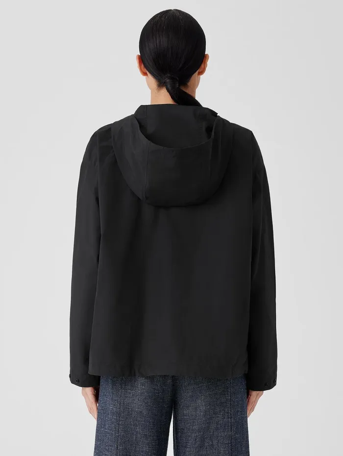 Jackets Coats and Vests Women Eileen Fisher Light Cotton Nylon Hooded Jacket Black