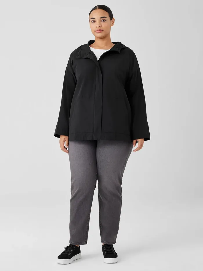 Jackets Coats and Vests Women Eileen Fisher Light Cotton Nylon Hooded Jacket Black